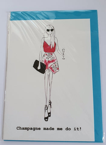 CHAMPAGNE MADE ME DO IT GREETING CARD BY PROUD LONDON Greeting Cards PROUD LONDON