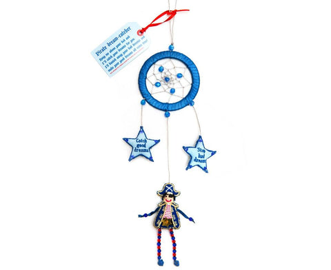 Blue and red pirate dream catcher