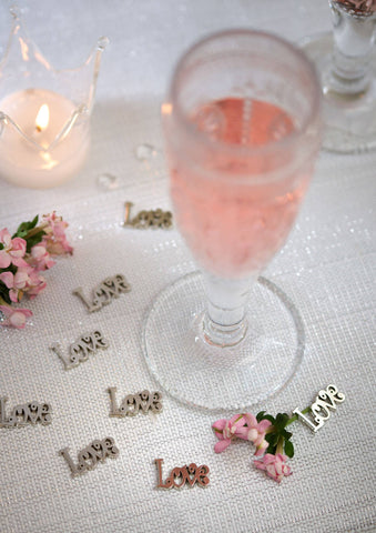 LOVE Metal Table Confetti in Silver by Retreat Home - ash-dove