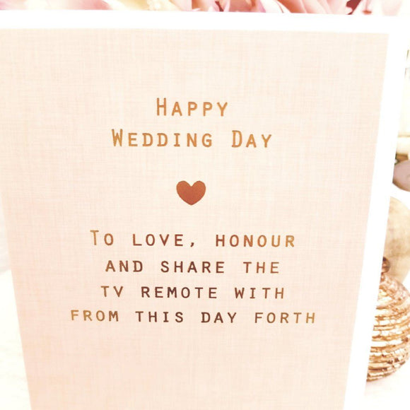 Paperlink Happy Wedding Day TV Remote Greeting Card - ash-dove
