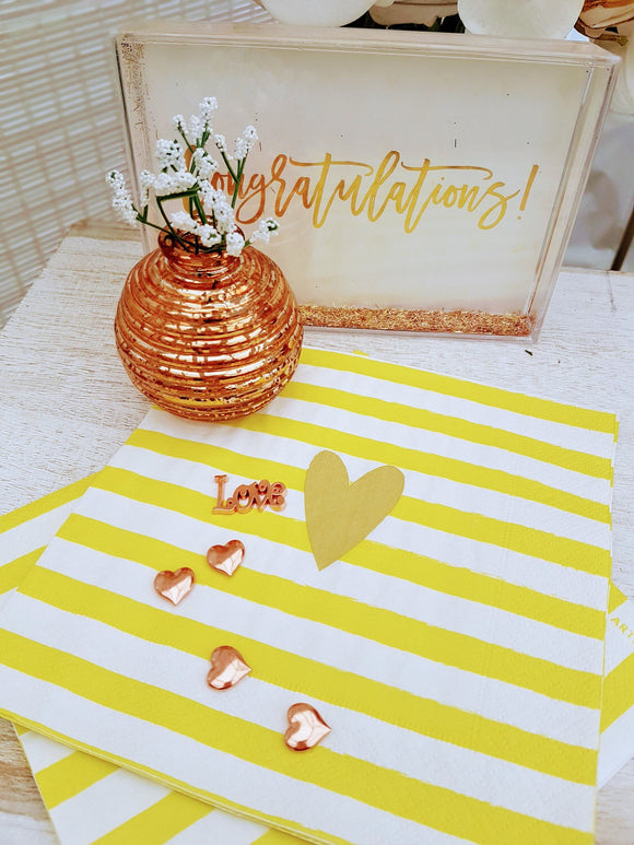 Yellow and Gold Heart Paper Napkins by Artebene - ash-dove