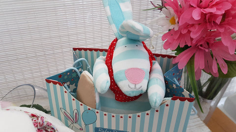 Rufus Rabbit Soft Toy Blue - ash-dove
