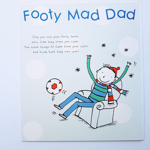 Paperlink Footy Mad Dad Father's Day Greeting Card - ash-dove