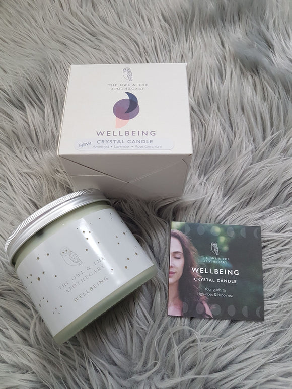 Wellbeing Amethyst Crystal Candle Shopping,Gifts,Candles The Owl and The Apothecary 