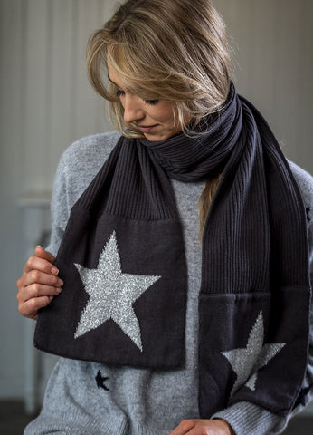 Dark Grey Metallic Star Scarf by Retreat home Shopping,Christmas Shop Retreat Home