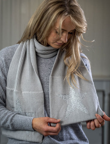 Pale Grey Metallic Star Scarf by Retreat home Shopping,Christmas Shop Retreat Home