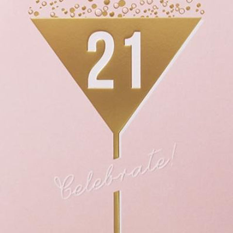 Pink 21st Happy Birthday Greeting Card