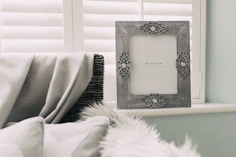 Large Wooden Grey Moroccan Jewel Photo Frame by Retreat Home - ash-dove