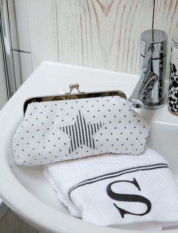 Grey Dot & Stripe Star Dolly Wash Bag by Retreat Home - ash-dove