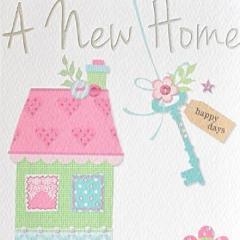 Bright cartoon style new home card