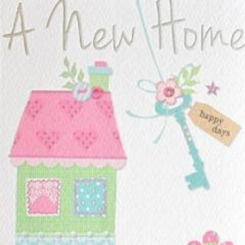 Bright cartoon style new home card