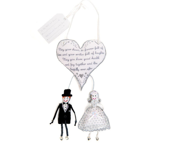 Bride and Groom and Heart Hanging Wedding Gift 