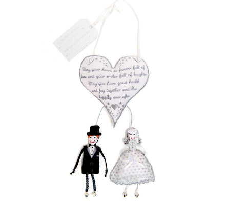 Bride and Groom and Heart Hanging Wedding Gift