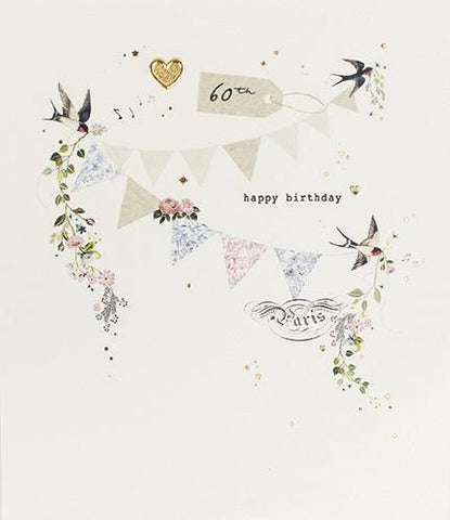 60th Bunting Birthday Card By Paperlink Greeting Cards Paperlink