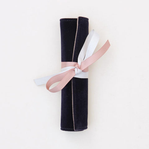 Velvet Jewellery Roll in Navy by Caroline Gardner - ash-dove