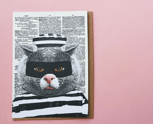Cat Burglar Blank Greeting Card by Artpress Greeting Cards Artpress 