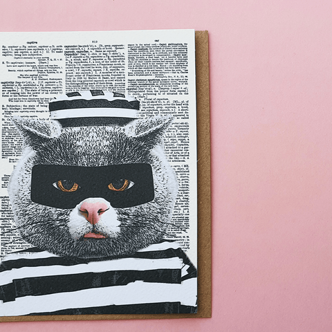 Cat Burglar Blank Greeting Card by Artpress Greeting Cards Artpress
