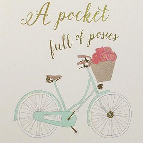 bicycle flower basket greeting card