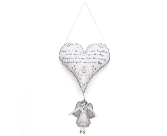 White Hanging Heart Angel Gift 