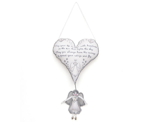 White Hanging Heart Angel Gift