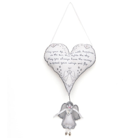 White Hanging Heart Angel Gift