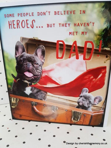 Cute Dog Dad Birthday Greeting Card, Fun Retro Photo Father Birthday Card Happy Birthday Card, Super Hero Card For Great Dads someone_else