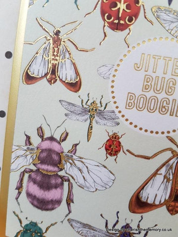 Bugs Greeting Card, Foiled Insects Blank Cute Card, Square Gold Finish Thinking Of You Moths and Bugs Card For A Friend someone_else