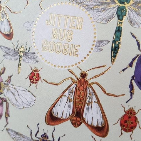 Bugs Greeting Card, Foiled Insects Blank Cute Card, Square Gold Finish Thinking Of You Moths and Bugs Card For A Friend someone_else