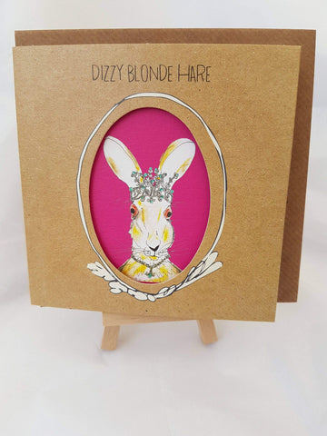 Funny Blonde Hare Greeting Card, Humorous character drawing card for her with fushia pink inside, Great Mates Card For Dizzy Blondes someone_else