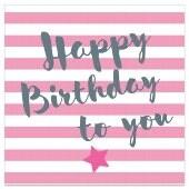 Pink and Grey Paper Napkins For A Birthday, Happy Birthday Set of Party Napkins, Large Dinner Napkin Set, Striped Napkins For A Teen someone_else