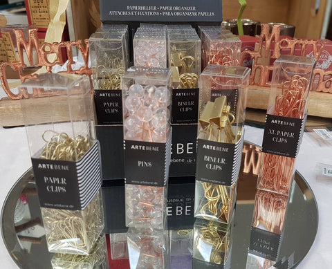 Rose Gold Crystal Push Pins, Pretty Office Stationery For Girls, Gold Binder Clips For Desks, Stationery Gifts For New Businesses someone_else