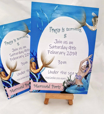 Sea Breeze Scented Mermaid Printed Invitations, Pretty Mermaid Party Invitations, Unique Perfumed Children's Party Invitations, i_did