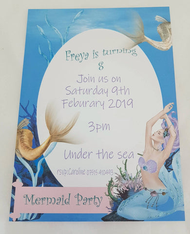 Sea Breeze Scented Mermaid Printed Invitations, Pretty Mermaid Party Invitations, Unique Perfumed Children's Party Invitations, i_did