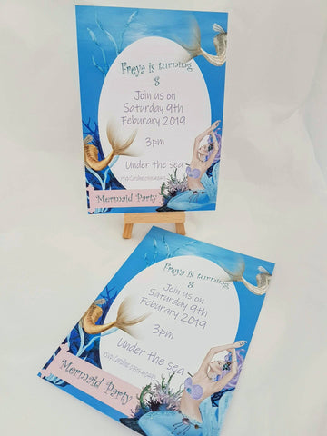 Sea Breeze Scented Mermaid Printed Invitations, Pretty Mermaid Party Invitations, Unique Perfumed Children's Party Invitations, i_did