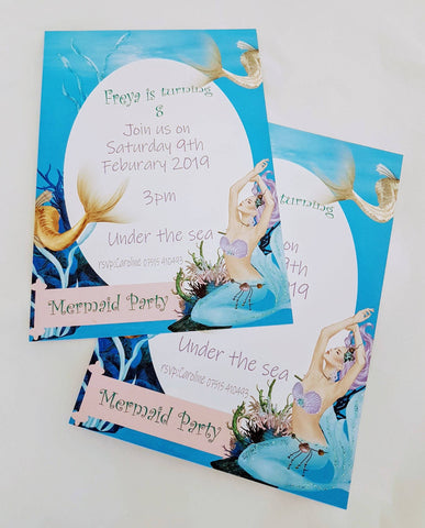 Sea Breeze Scented Mermaid Printed Invitations, Pretty Mermaid Party Invitations, Unique Perfumed Children's Party Invitations, i_did