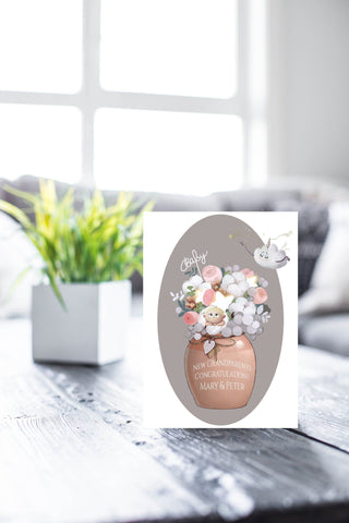 Personalised New Grandparents Hand Made Cute Baby Card, Gender Neutral Baby Card For Grandparents, Congratulations Card For New Grandparent i_did
