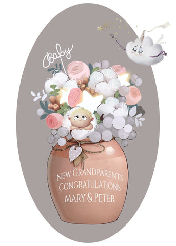Personalised New Grandparents Hand Made Cute Baby Card, Gender Neutral Baby Card For Grandparents, Congratulations Card For New Grandparent i_did