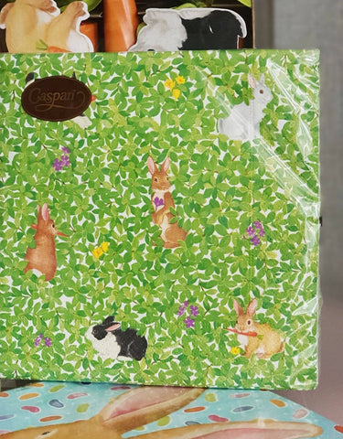 Cute Rabbits Paper Napkin Set of 20, Rabbit Table Decoration For Family Lunch, Caspari Boxwood Bunnies Napkin Set, Pets Fun Party Supply someone_else
