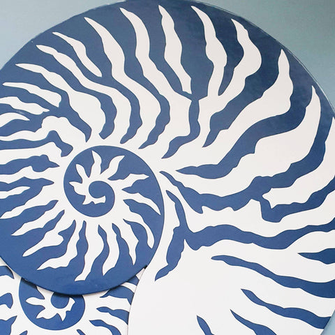 Sea Shell Die Cut Place Mat Set, 4 x Beach Themed Table Setting Place Mats, Blue And White Take Me To The Sea Tablescape someone_else