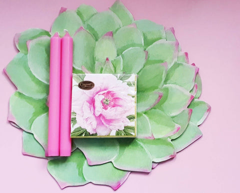 10inch Pastel Pink Taper Candle Set By Caspari Caspari