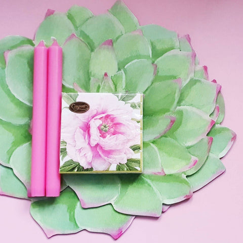 10inch Pastel Pink Taper Candle Set By Caspari Caspari