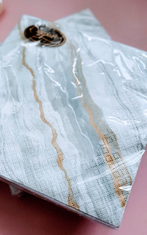 Grey Gold Metallic Marble Paper Napkins, Caspari Elegant Table Napkins For A Wedding Party, 20 x Paper Napkin Party Supply For A Celebration someone_else