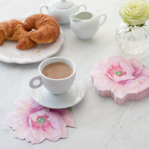 Stunning Peony Place Mat Set x 4 , Outdoor Dining Die Cut Large Place Mats, Wipe Clean Elegant Table Decor For Summer, Caspari Placemats UK someone_else