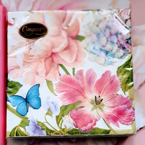 20 x Garden Flowers Large Paper Napkins, Large Butterfly and Flowers Large Birthday Party Table Decor, Decorative Floral Decopage Supply someone_else