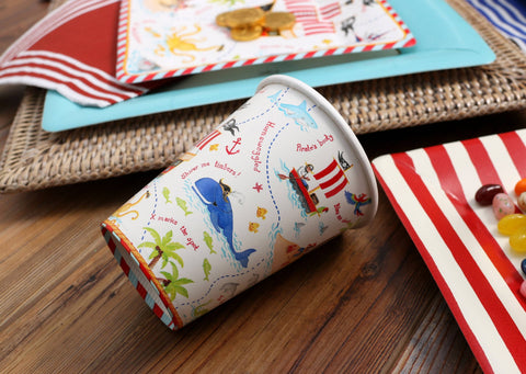 8 Pirate Paper Cups For Hot And Cold Drinks, 1st Pirate Birthday Supply For Kids, Pirate Party Decor, Pirate Tableware For Childrens Parties someone_else