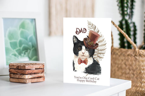 Cool Cat Steampunk Birthday Card, Victorian Style 3D Top Hat Cat Card For Men, Any Age Or Name Greeting Card For Grandad, Son Or Brother i_did