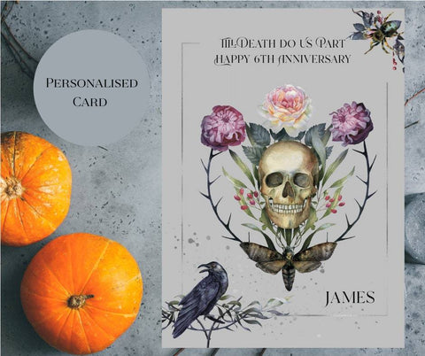 Death Do Us Part Anniversary Card For Halloween, Personalised Gothic Romantic Cards For Her Or Him, Romantic Halloween Card For Him i_did