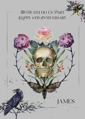 Death Do Us Part Anniversary Card For Halloween, Personalised Gothic Romantic Cards For Her Or Him, Romantic Halloween Card For Him i_did