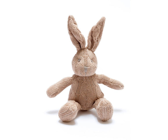Best Years Knitted Organic Rattle Bunny - Brown - ash-dove