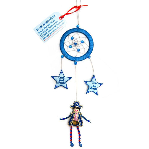 Blue and red pirate dream catcher
